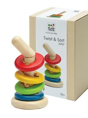 PlanToys Stacking Ring Twist and Sort Puzzle Toy Wood